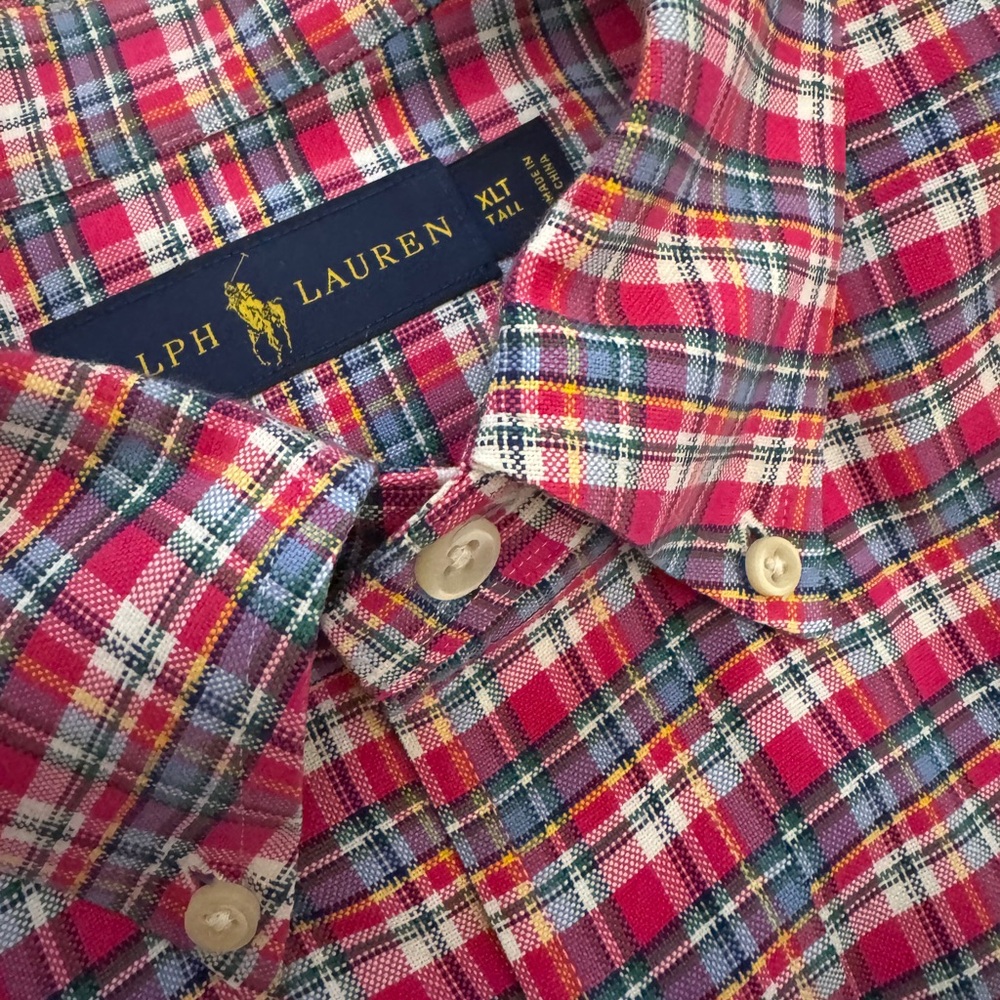 Ralph Lauren Polo Men's Pink Plaid Long Sleeve Shirt